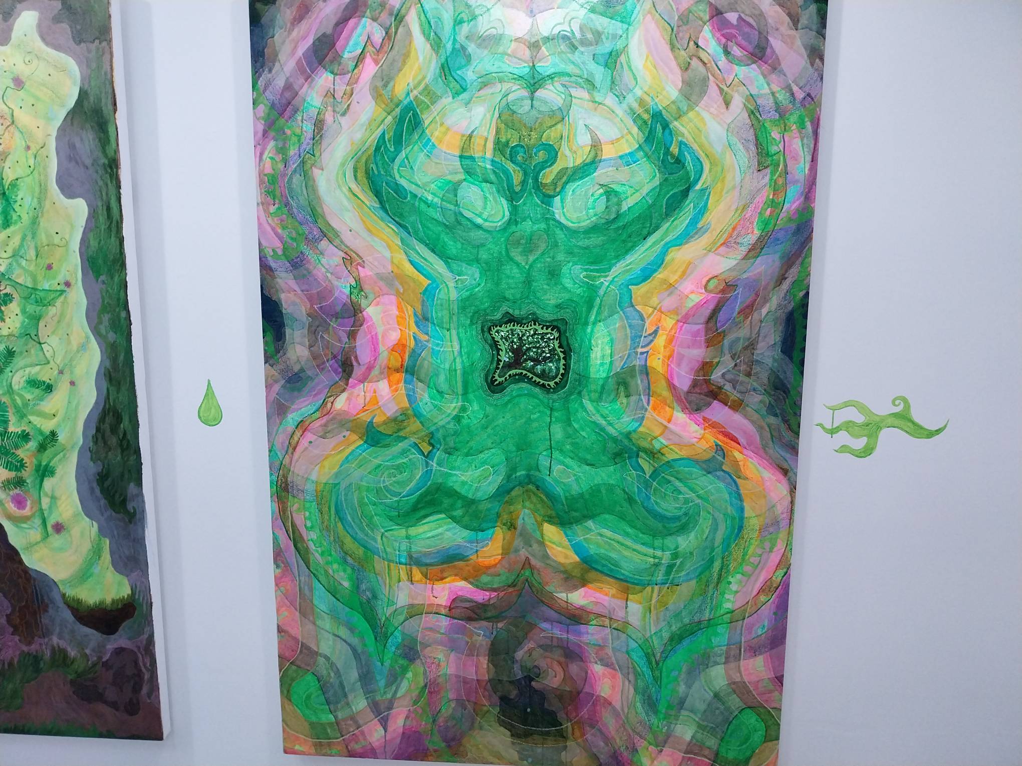 The painting "merging auras / plant bodies" by Catalina Africa.