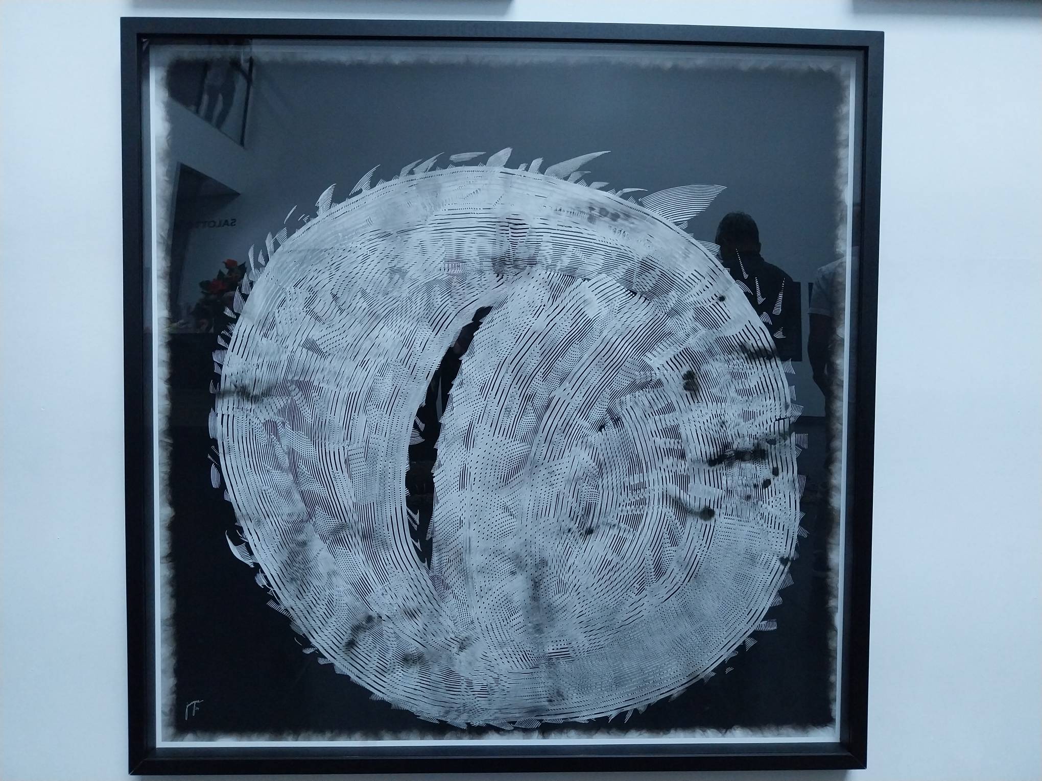 Circular painting by Junyee for "Of Man and Nature."