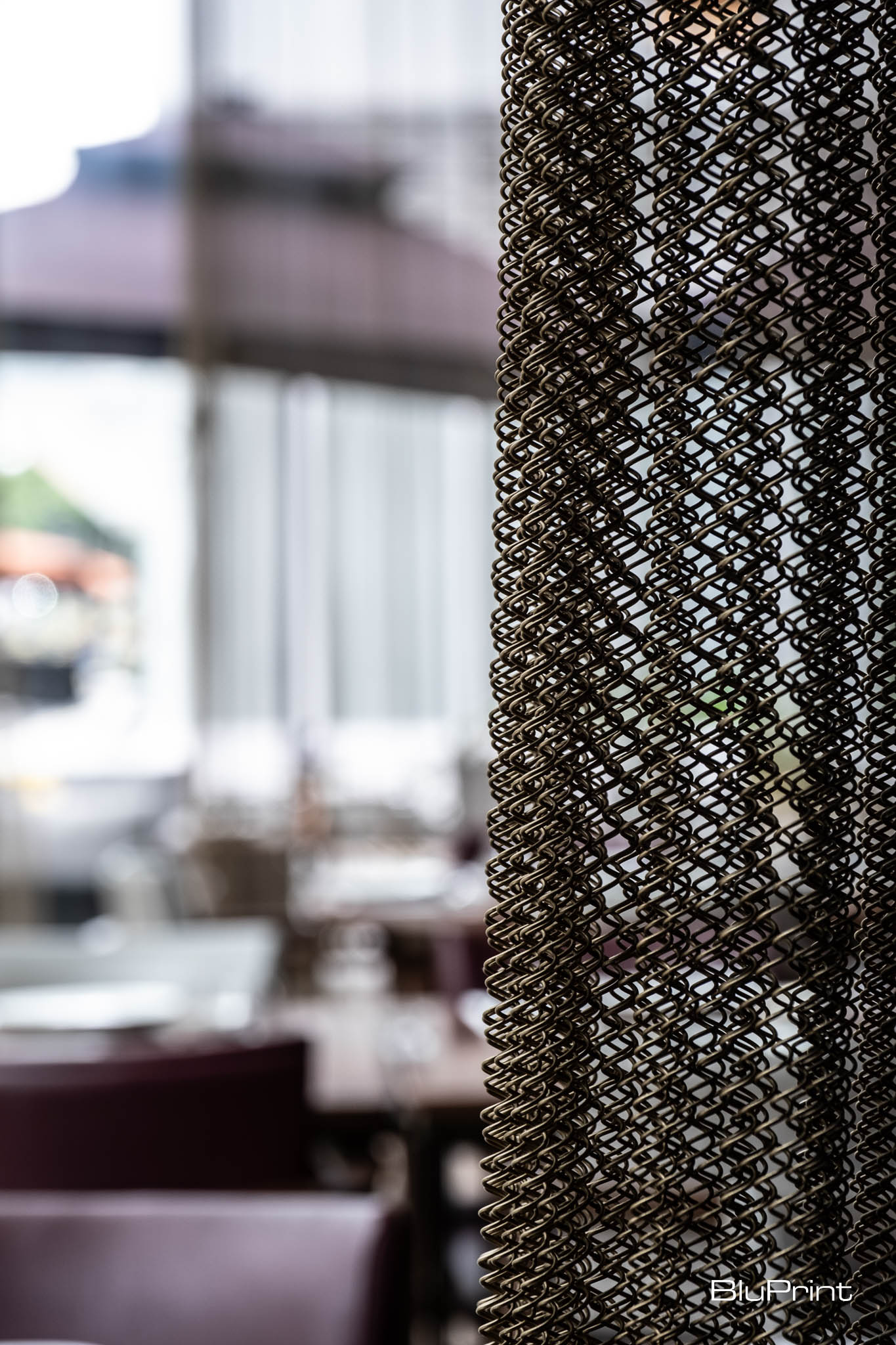 Metal curtain used at Bolero.