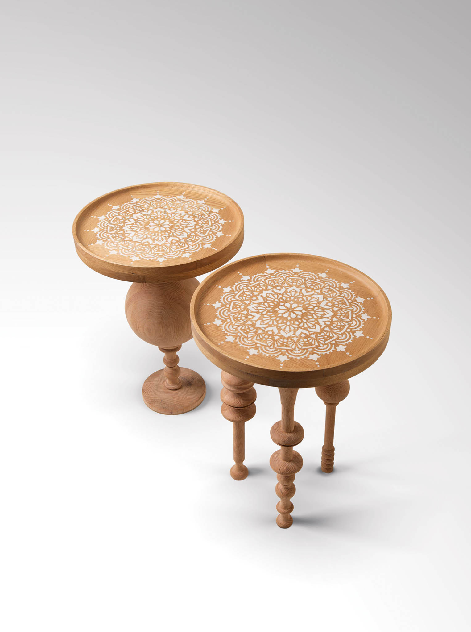 Oak Wood Side Table Set by Shewekar Elgharably. Photo courtesy of 1st Dibs.