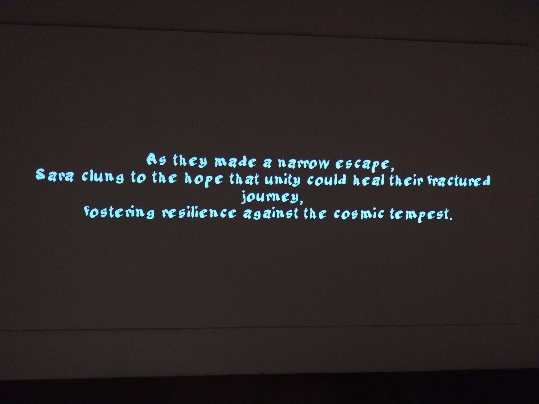 20250107_092314 - BluPrint Final story product of "Ghostwriter" projected on screen.