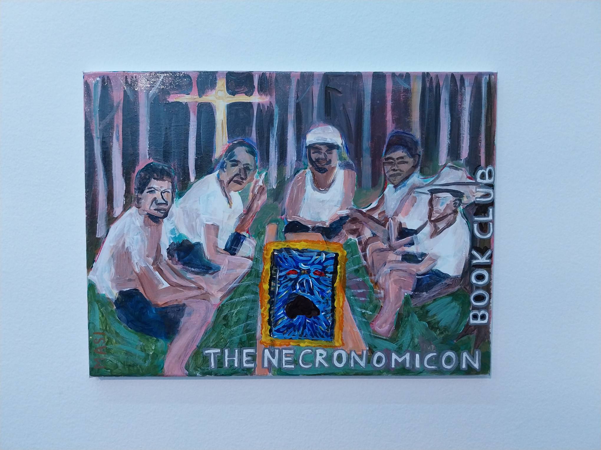 A painting by Masi Oliveria depicting a Necronomicon Book Club.