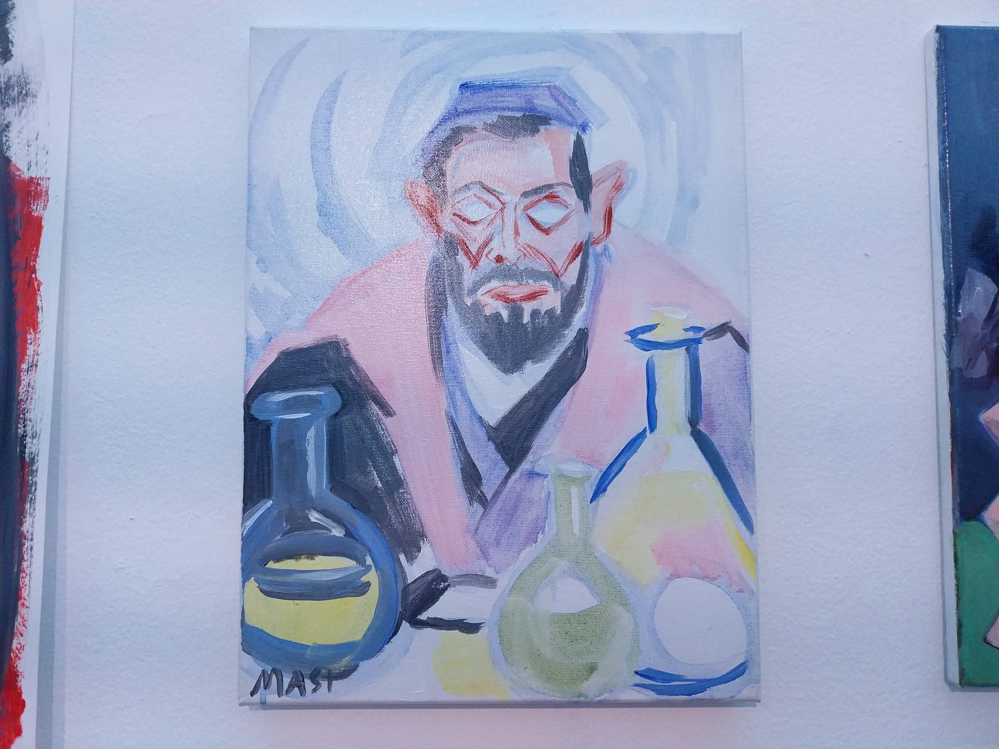 A work by Masi Oliveria depicting an Asian scientist.