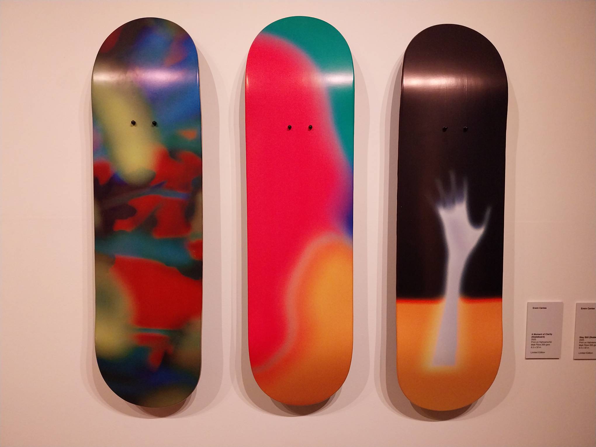 Art-themed skateboards by Erwin Canlas.