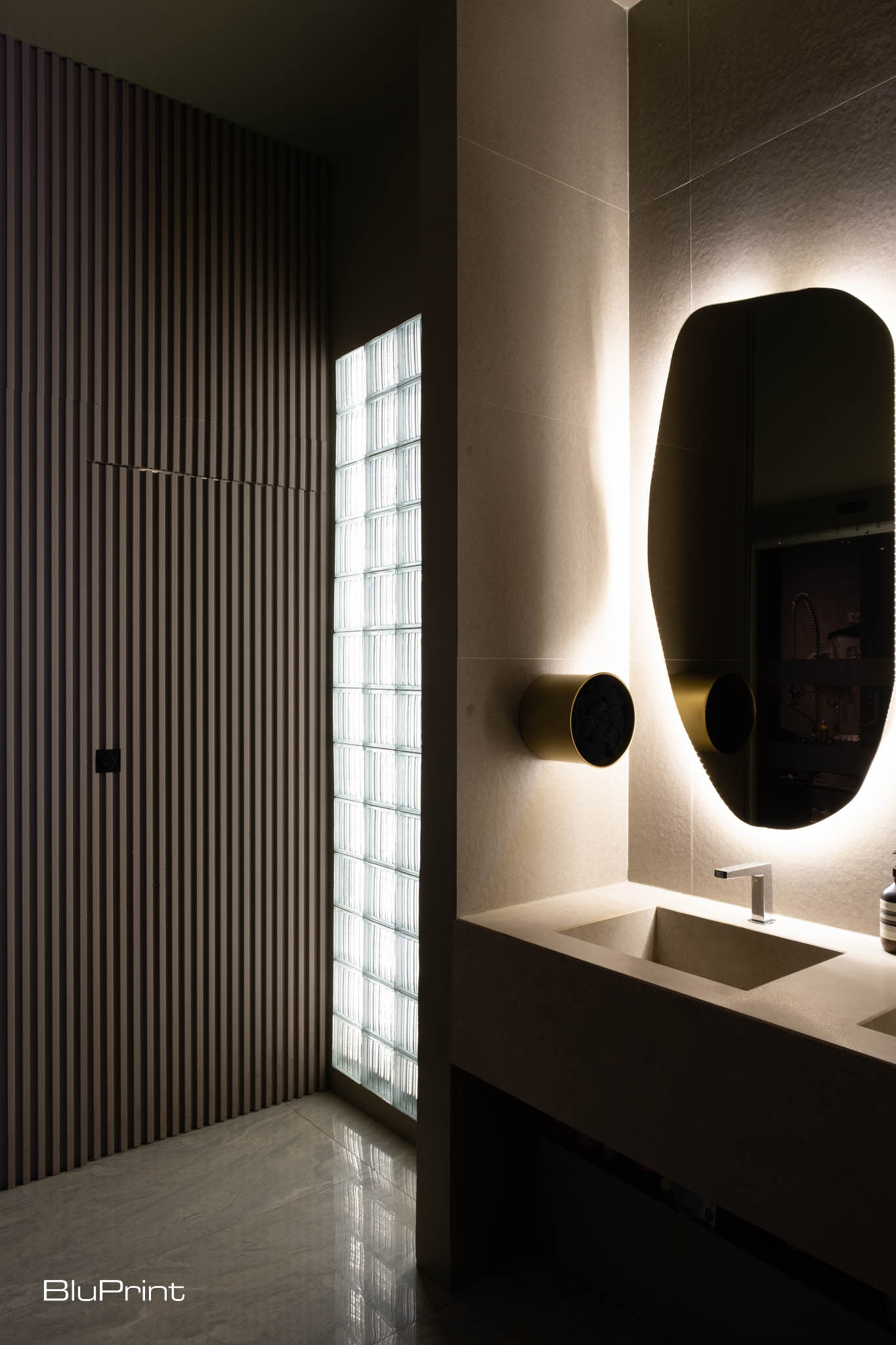 Interiors of Taupe's bathroom.