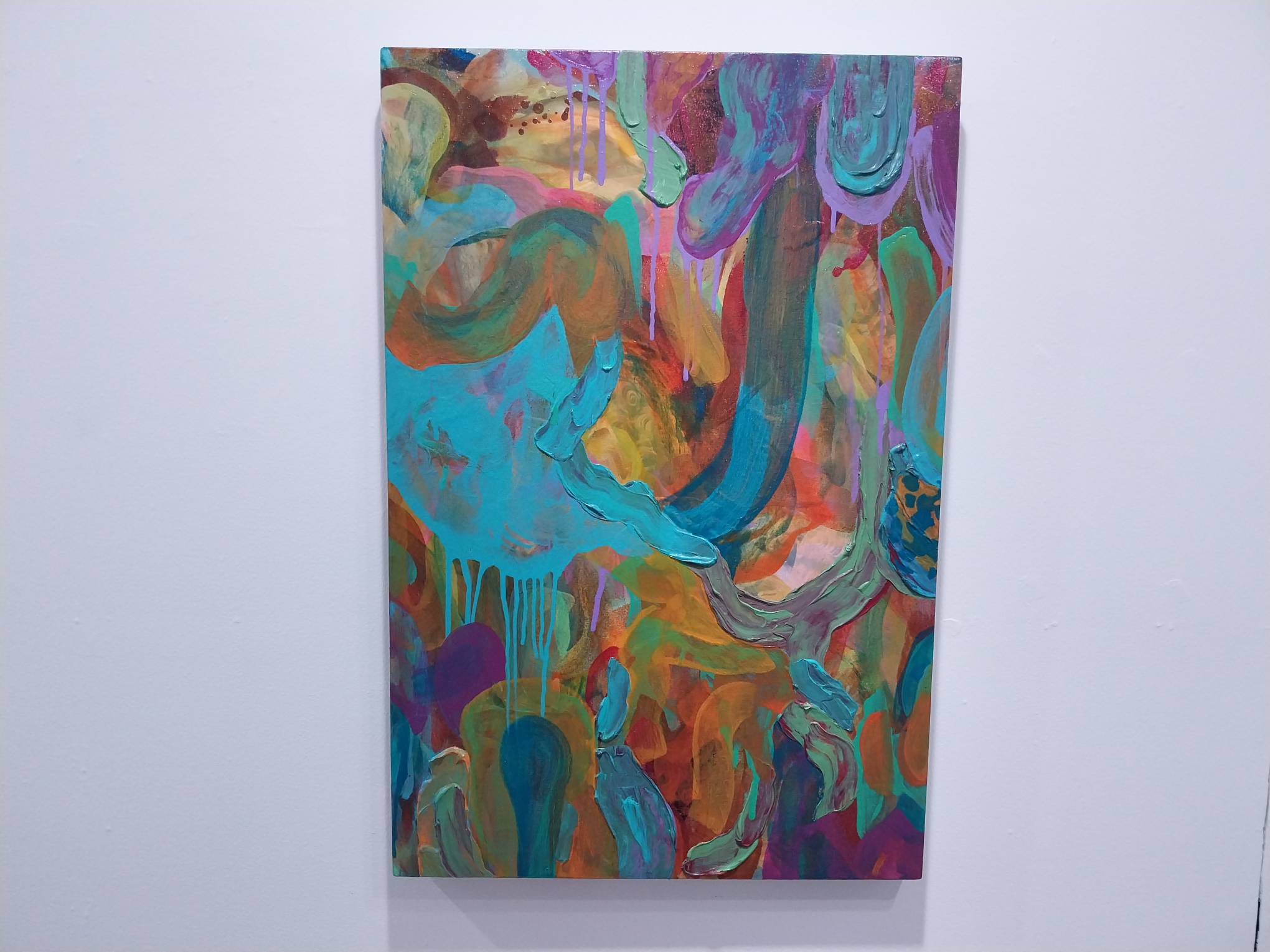 One of the paintings in "Storm in a Teacup" by Patrick de Veyra. Photo by Elle Yap.