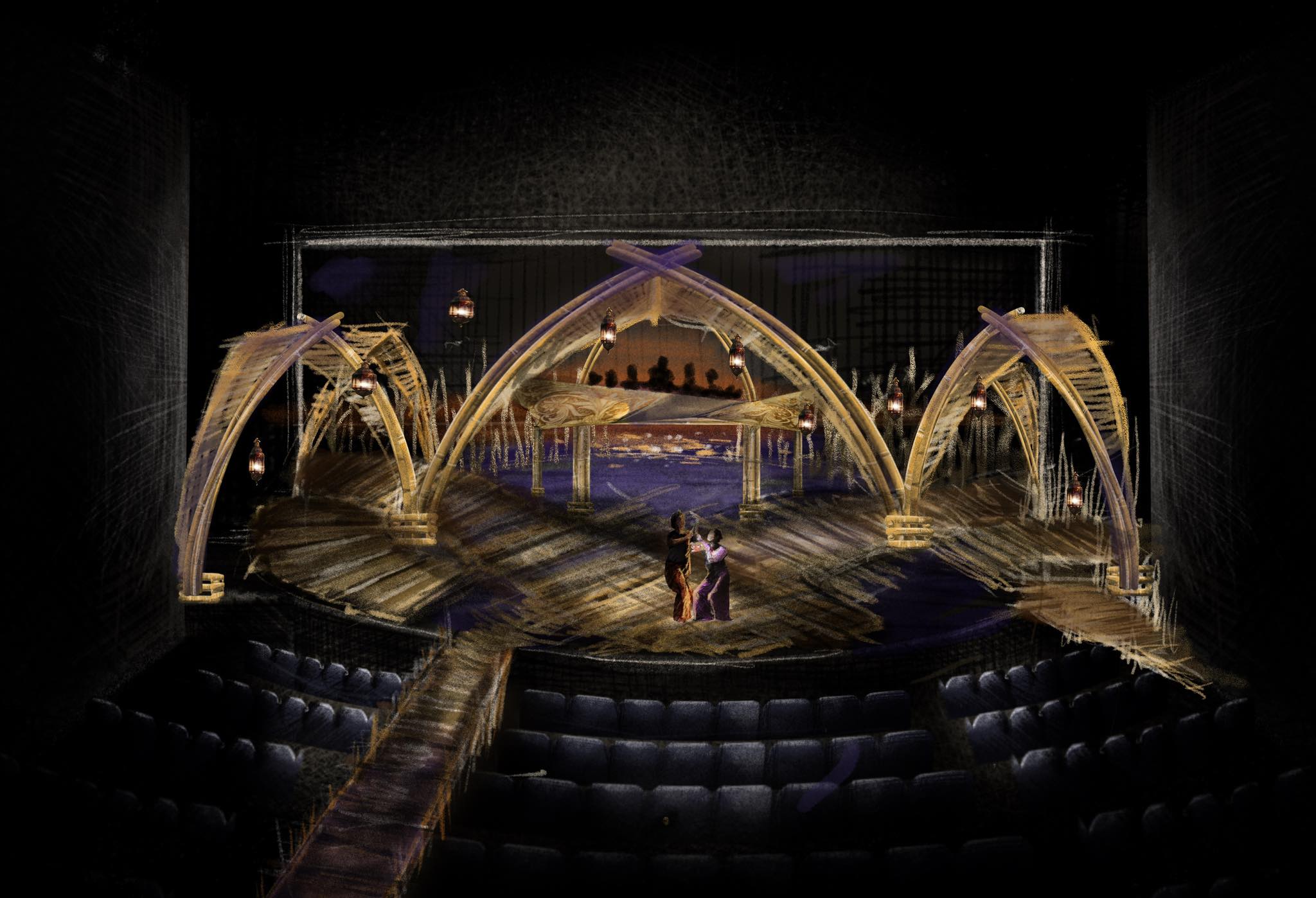 Some of the original sketches by Tata Tuviera of the "Sintang Dalisay" set.