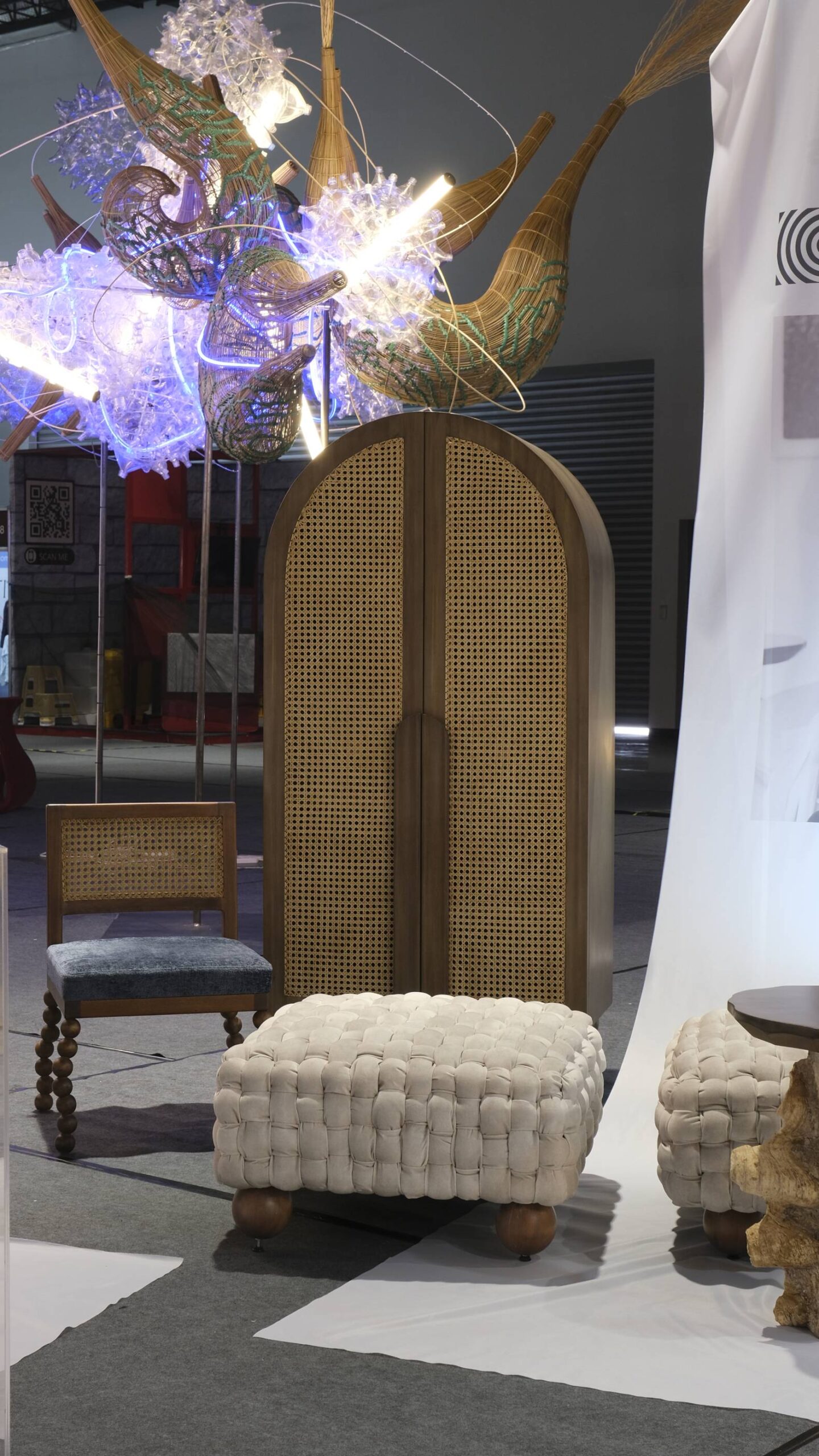 Wicker cabinet as shown in an exhibit at Interior + Design Manila 2025 by the PIID.