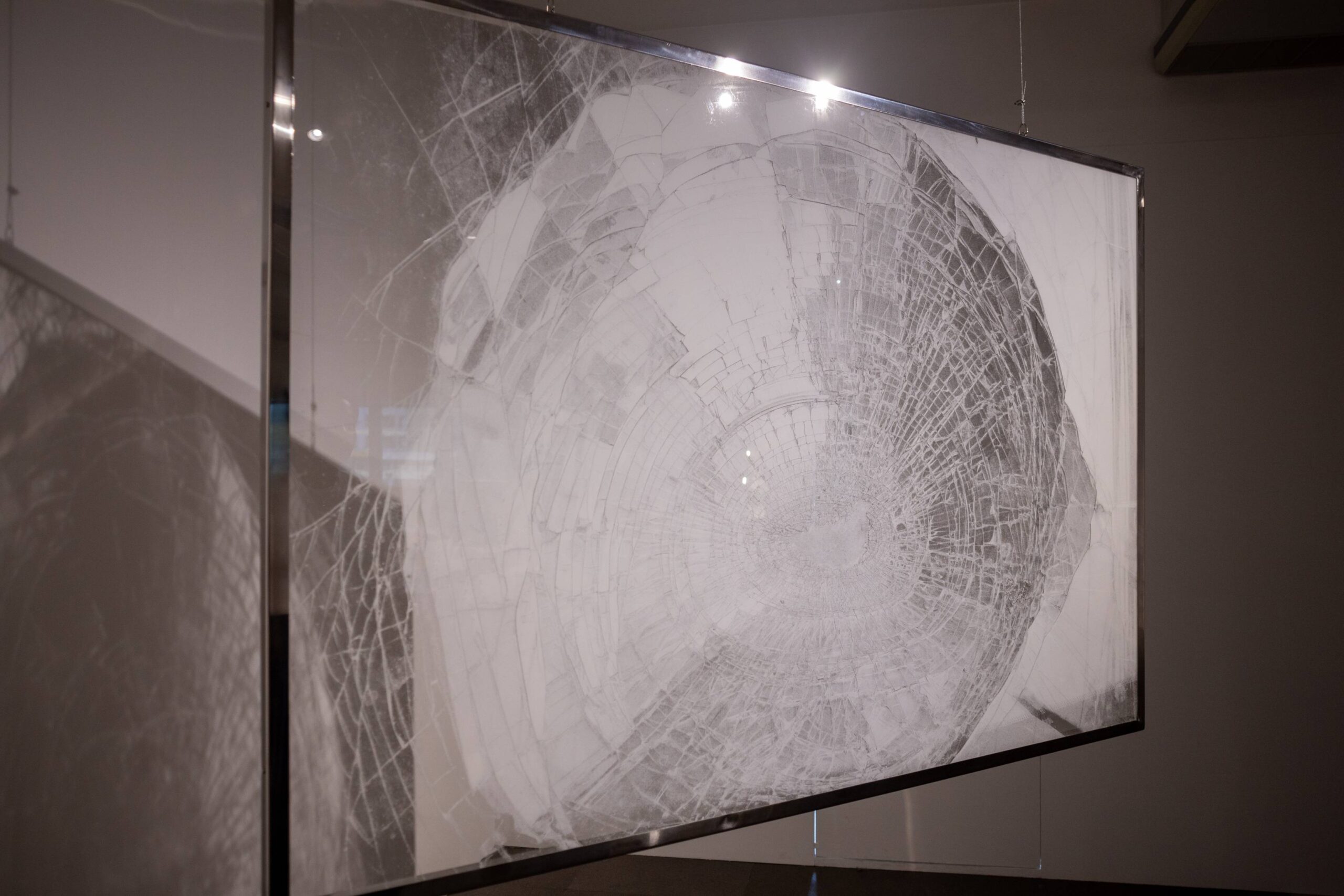Side view of Luis Antonio Santos' work for Primex Printers and their exhibit "The Infinite Dot."