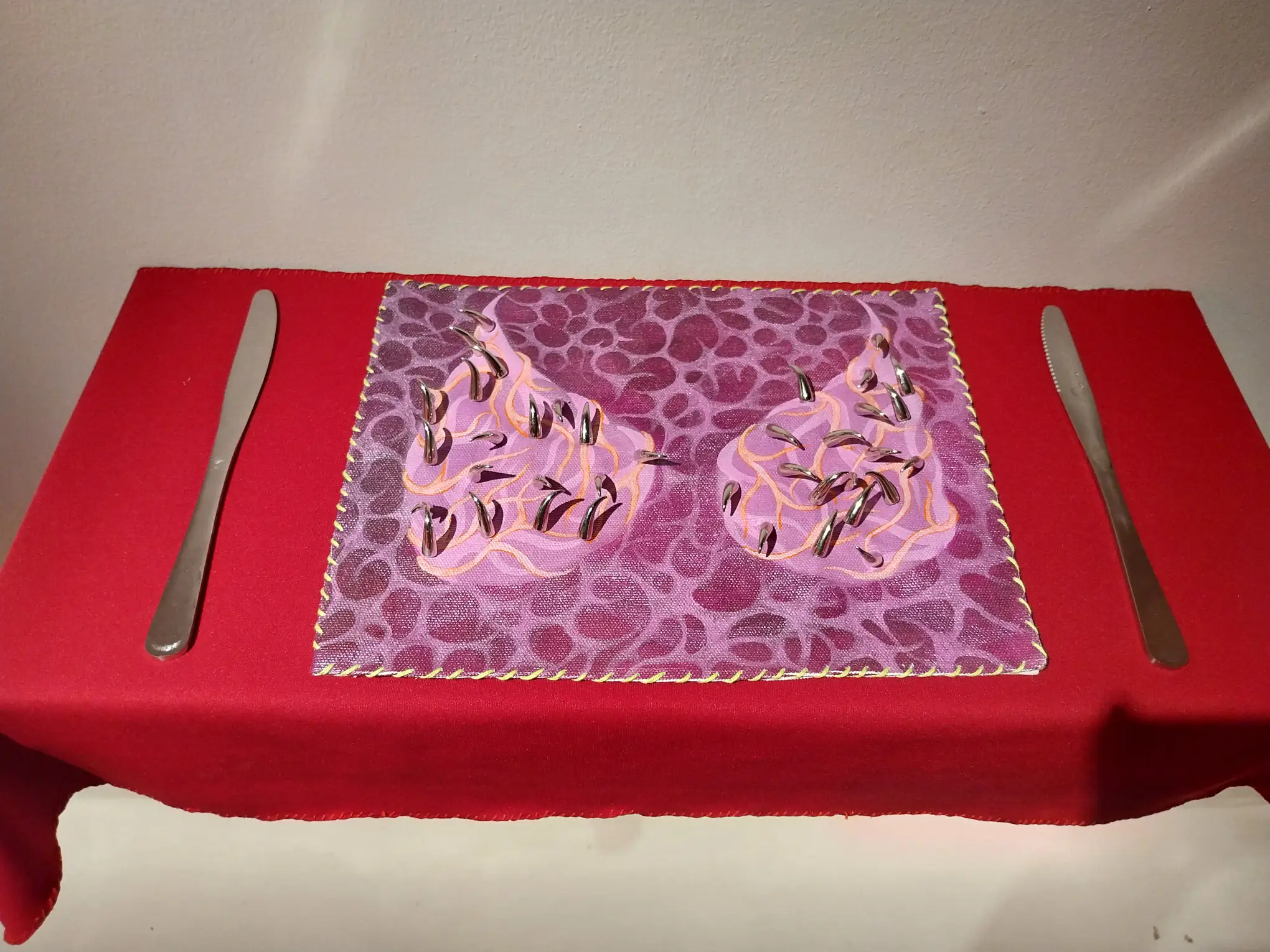 A work by Len-Len for "A Knife Sharpens Itself," curated by Brisa Amir.