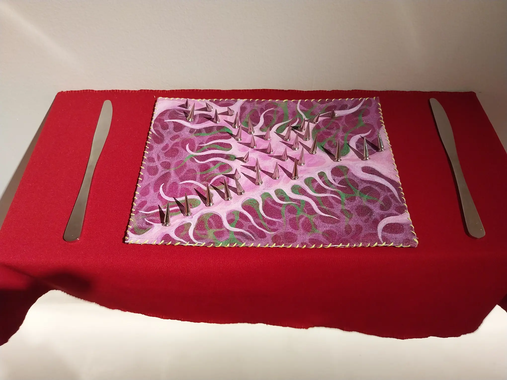 A work by Len-Len for "A Knife Sharpens Itself," curated by Brisa Amir.