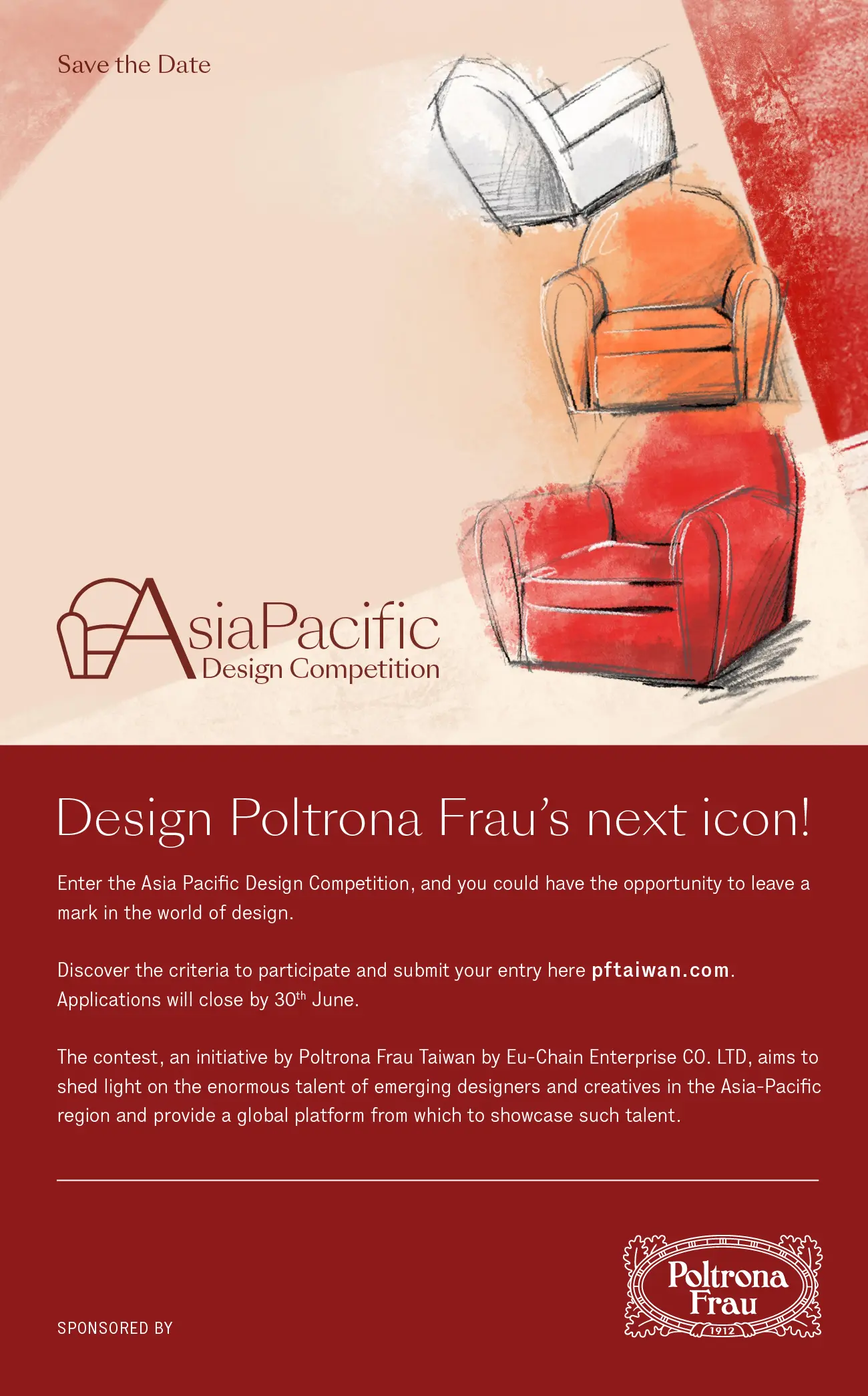 Poster for the 2025 Asia Pacific Design Competition by Poltrona Frau.