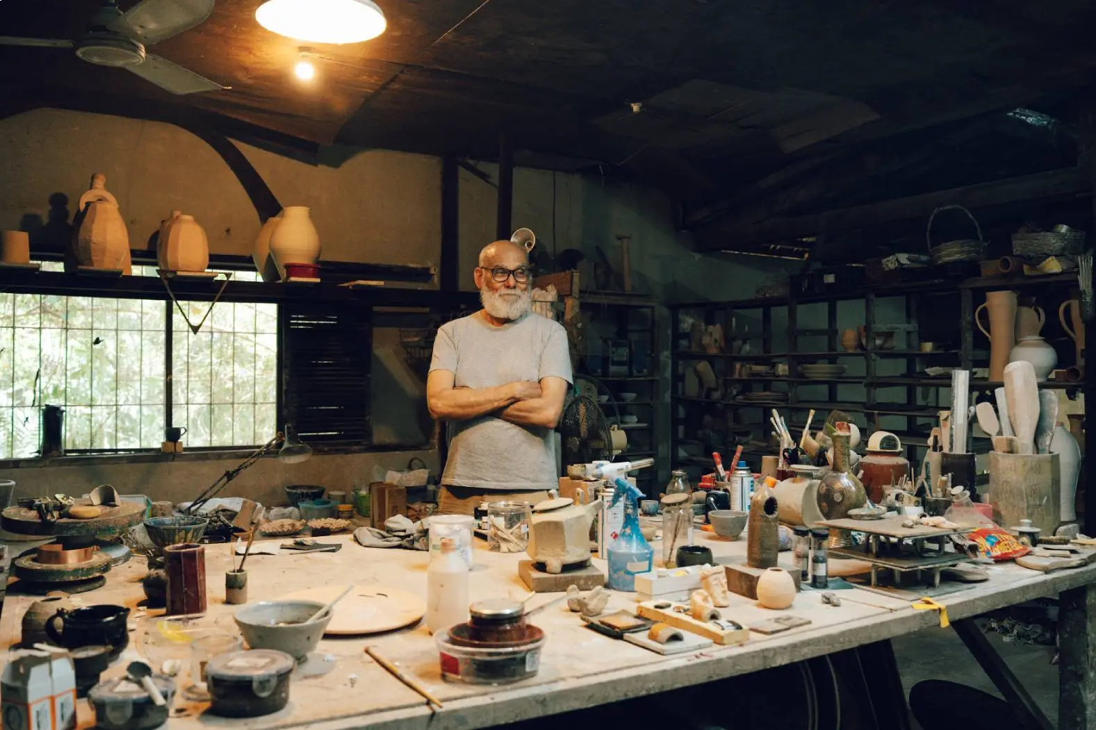 Jon Pettyjohn at his and his wife Tessy's workshop.