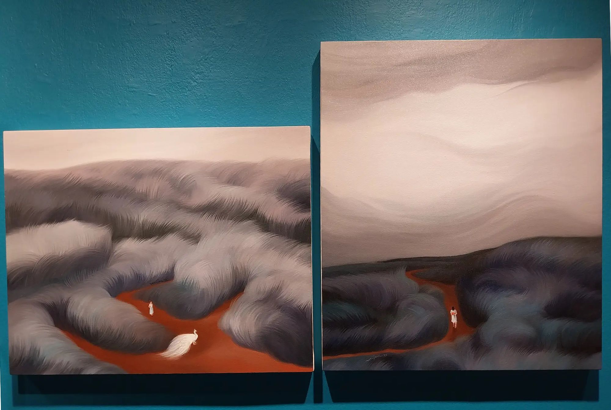 Two works exhibited at Art Verite for their Women's Month exhibit "The Girl Has No Door on Her Mouth."