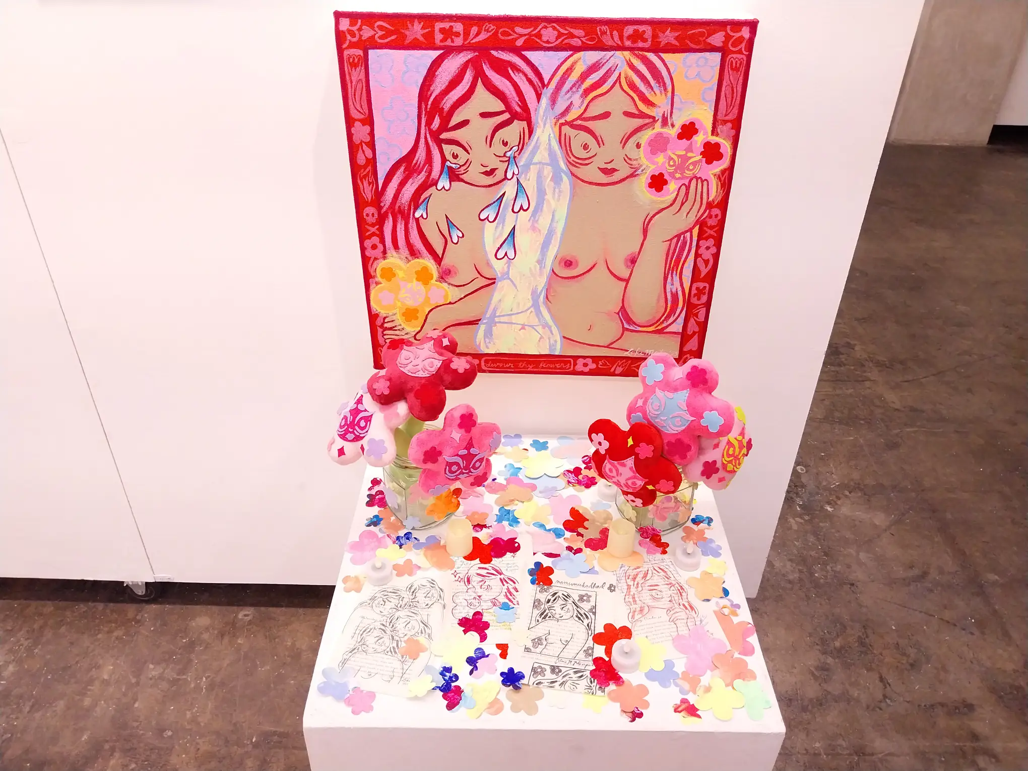 A small shrine-like area at the Space Encounters exhibit.