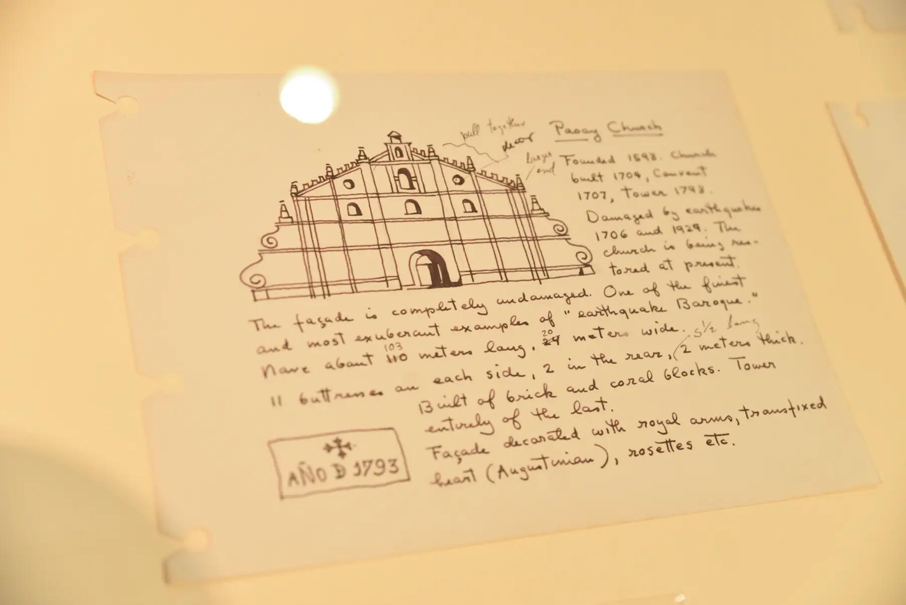 A sketch by Fernando Zóbel of "Paoay Church."