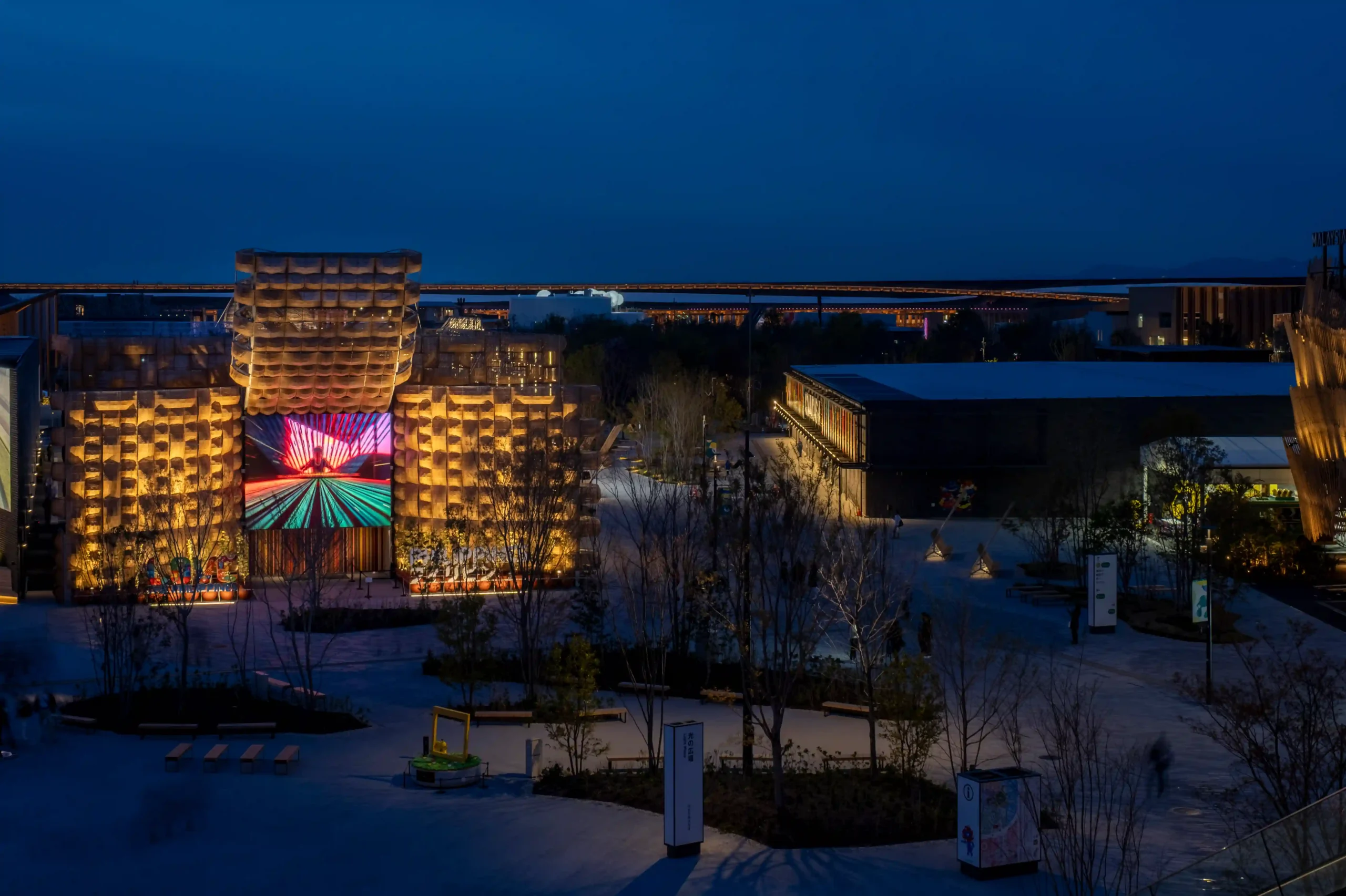A night shot of the Philippine Pavilion at Osaka World Expo 2025.