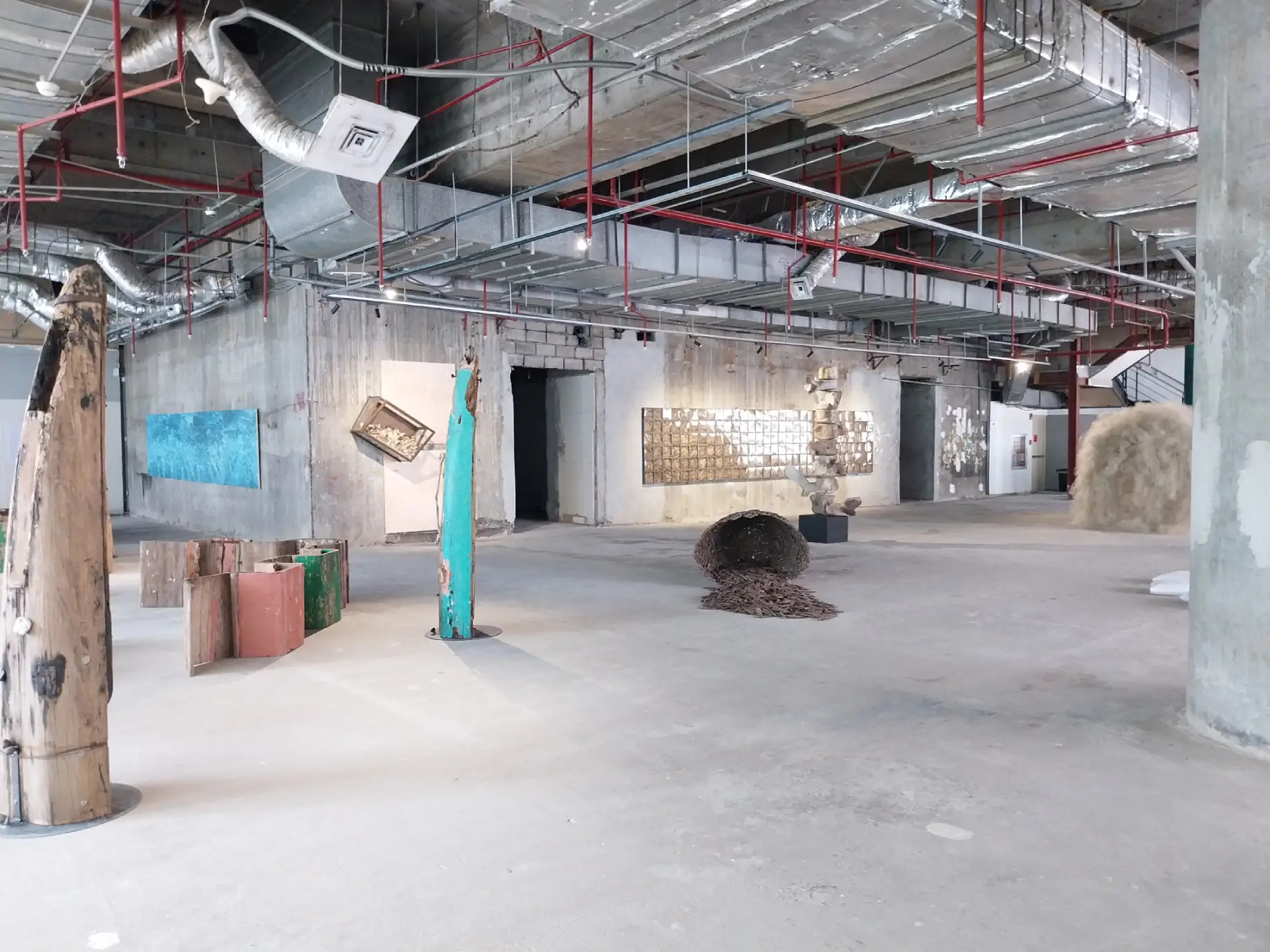 Partial view of the exhibition space of "Here & Now & Now & Then" at RCBC Plaza.