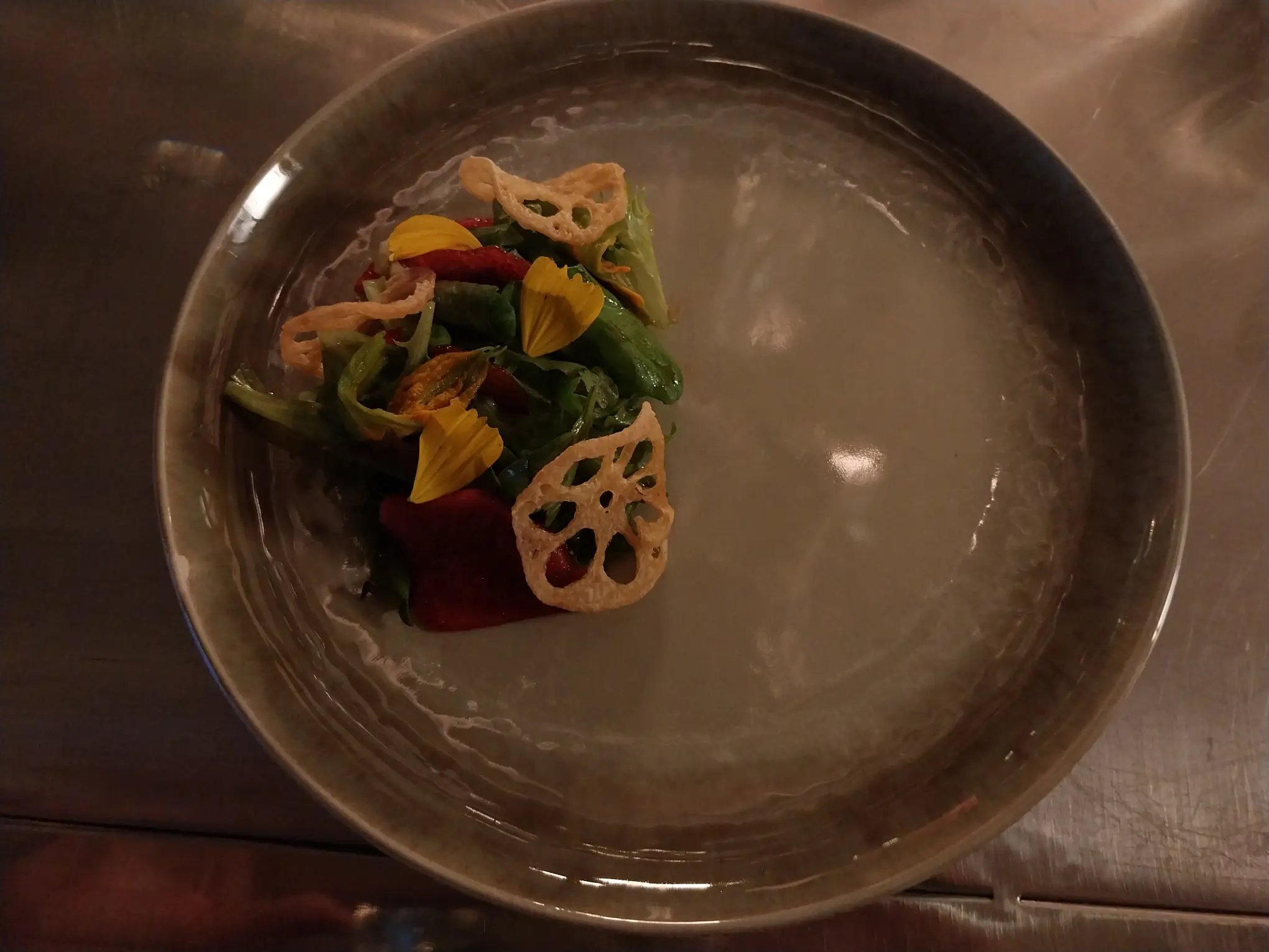 Pear salad served during 'reNOWn x Isabel Reyes Santos' at Now Now Canteen.