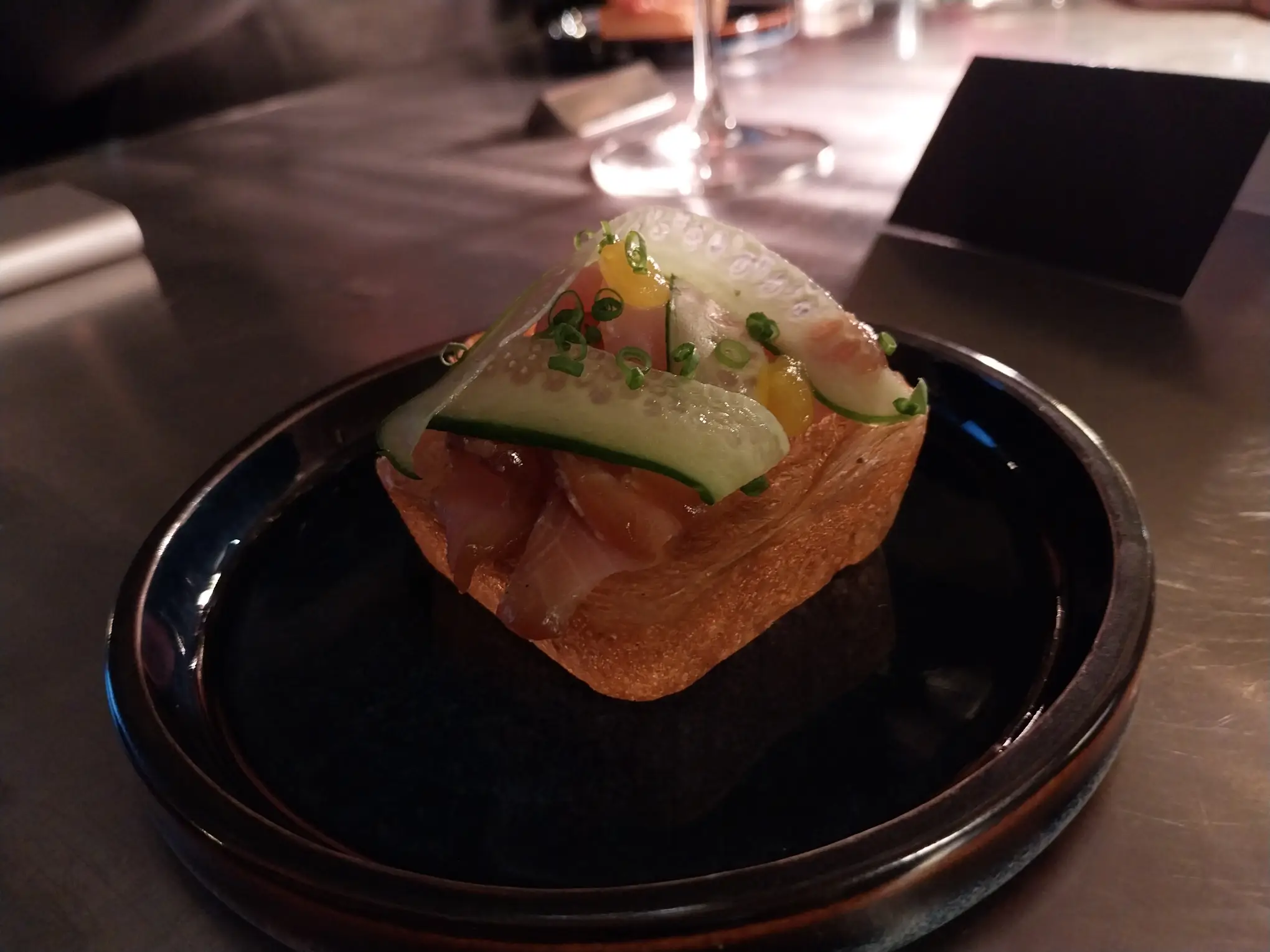 Swordfish crudo served during 'reNOWn x Isabel Reyes Santos' at Now Now Canteen.