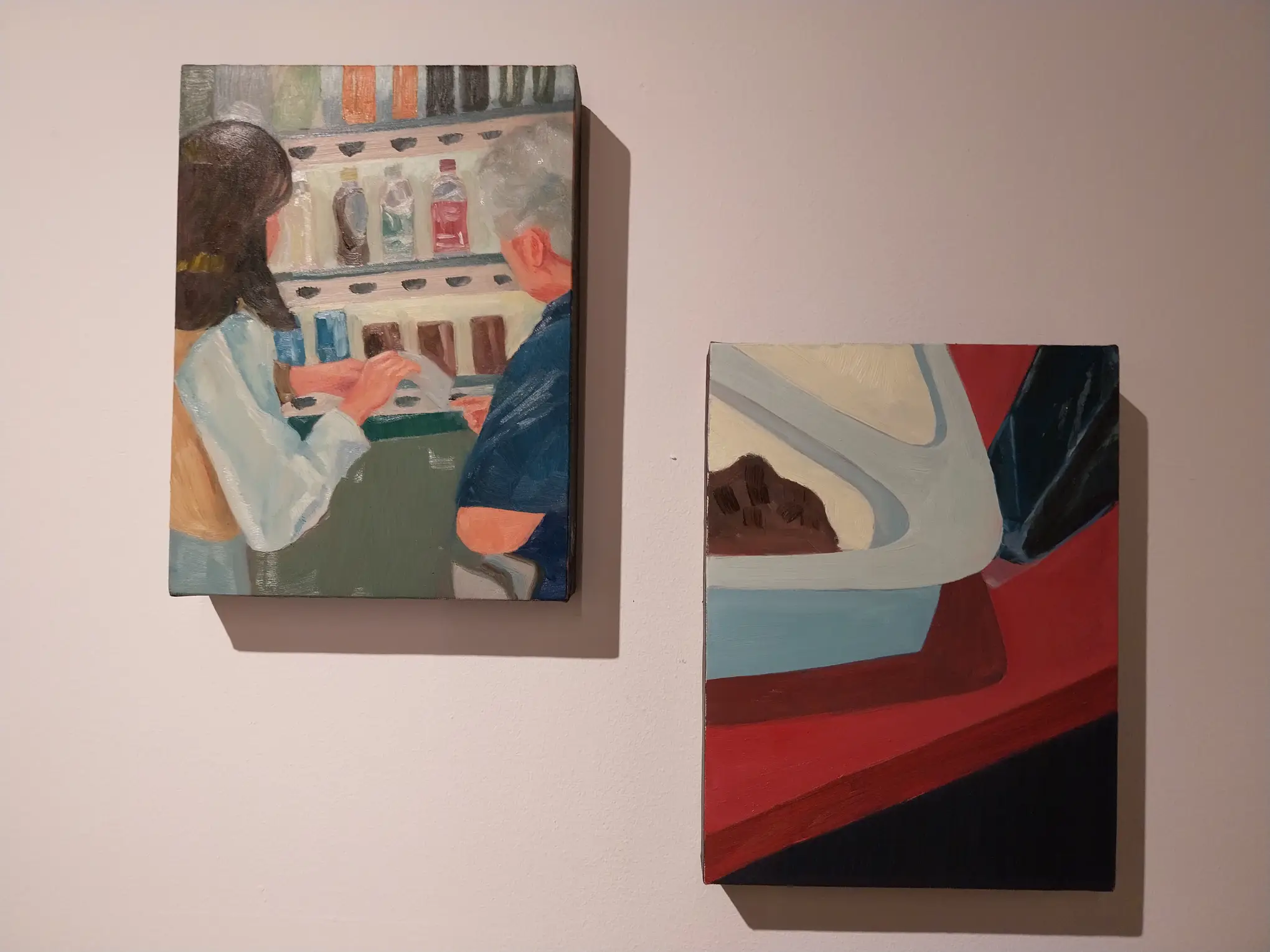 Paintings by Nicole Bitas for "Moving Still" at Galerie Stephanie.