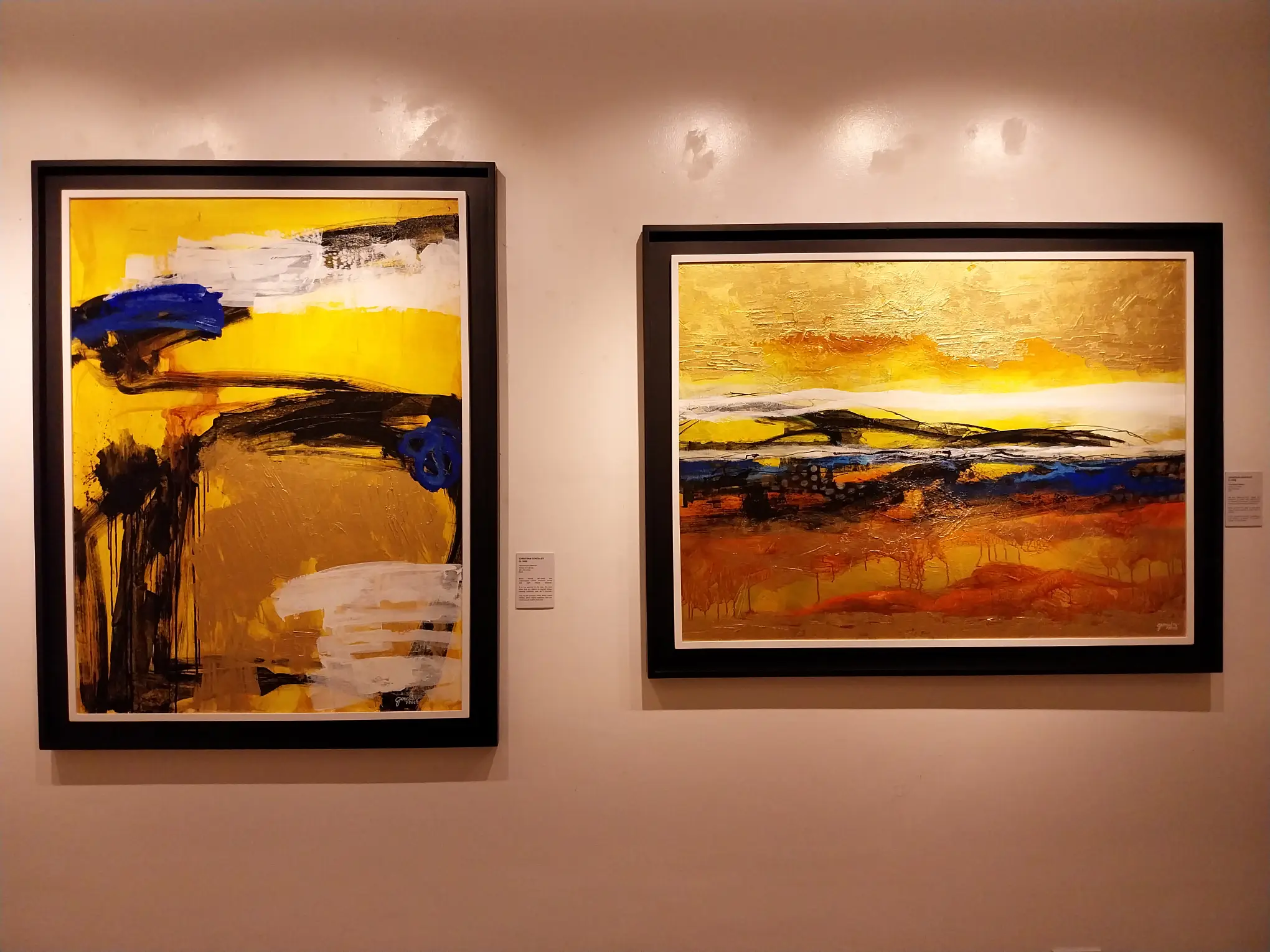 Two paintings by Christian Gonzales for "everything, in time."