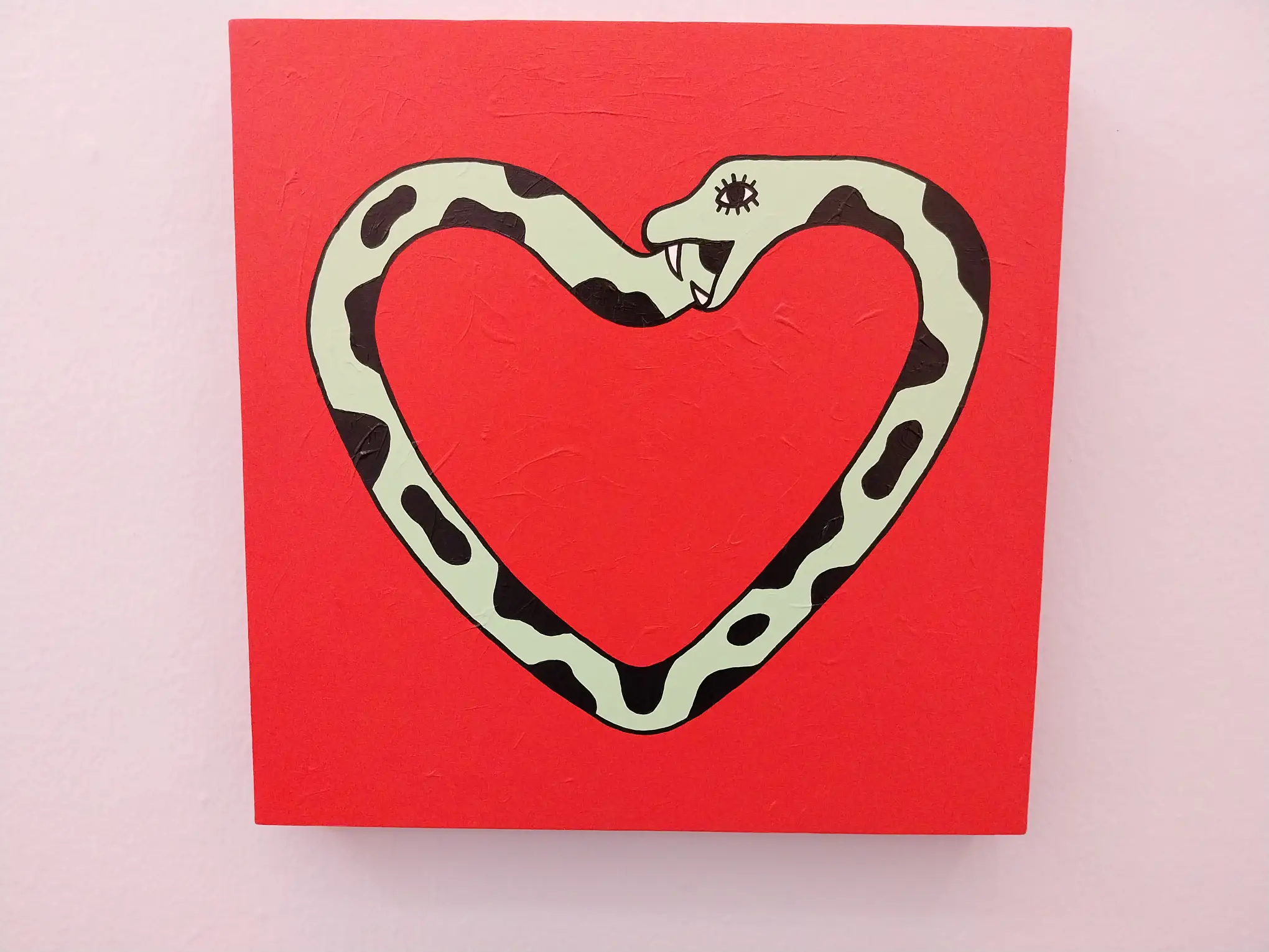 For our contemporary art roundup, Seeweirdo's painting of a snake eating its tail in the shape of a heart.