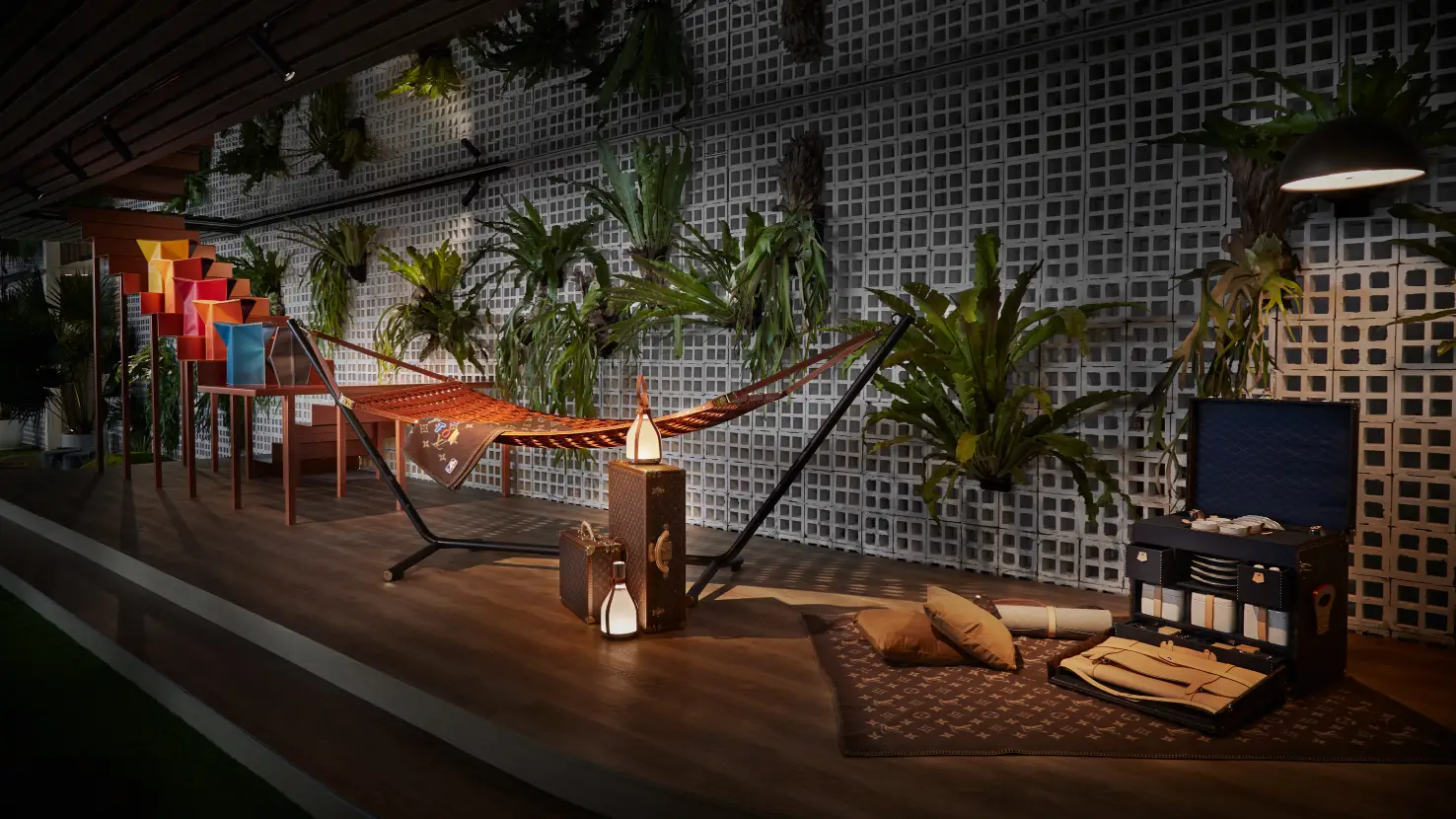 An exhibit showcasing the unique luggage of the company.