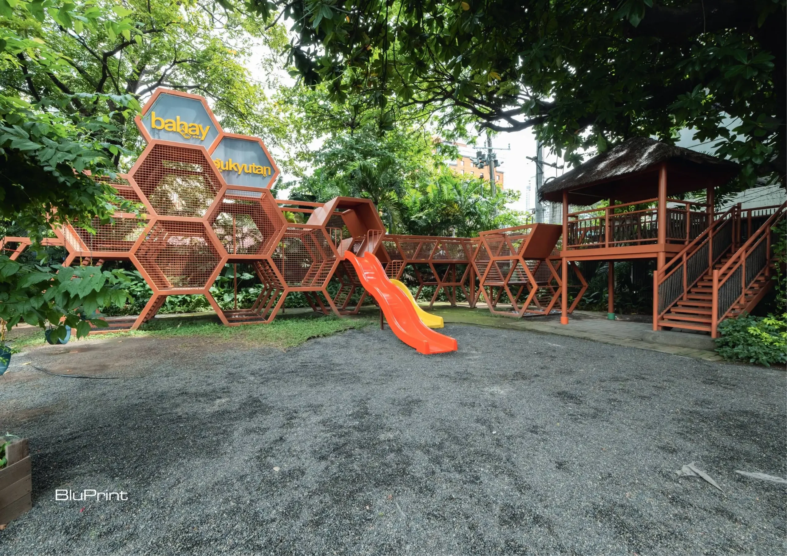 Bahay Pukyutan makes the outdoor playground an inspiring and exciting place for children to explore and enjoy the outdoors.