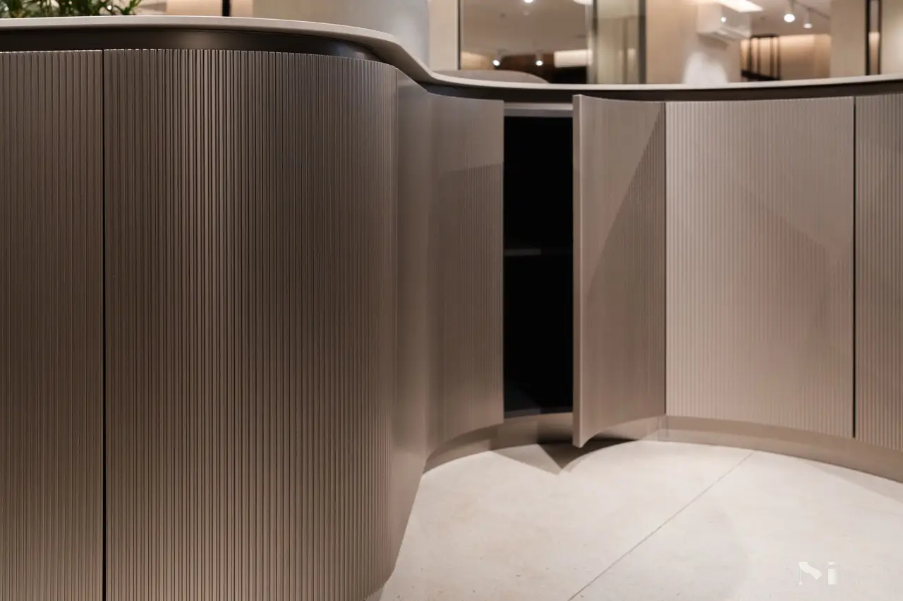 Cabinets that can be found under the kitchen island.