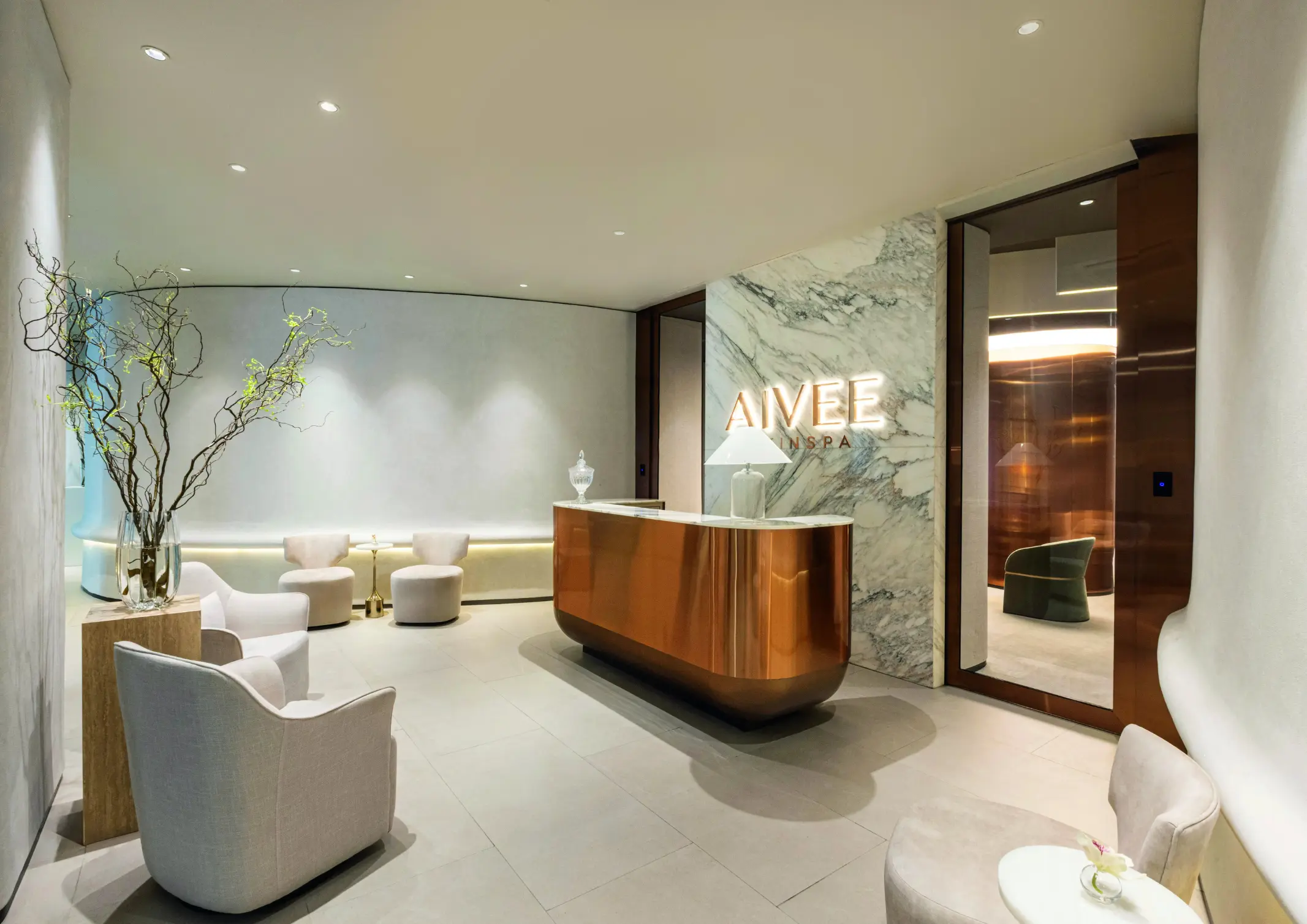 Reception area of the Aivee Skin Spa