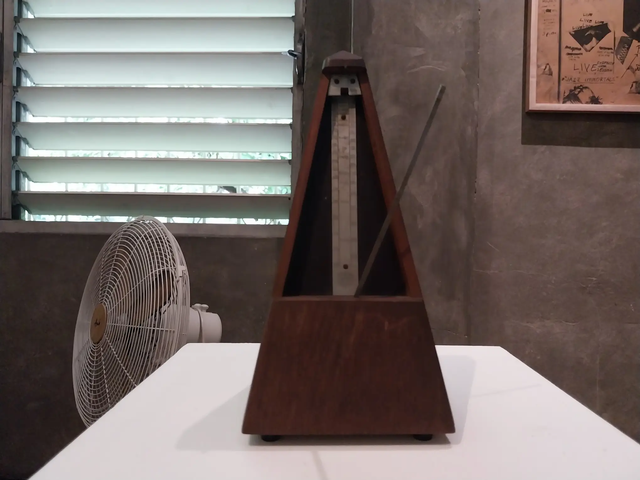 The metronome from "Untitled (Lemon Cake)" by Judy Freya Sibayan, as shown in Calle Wright.