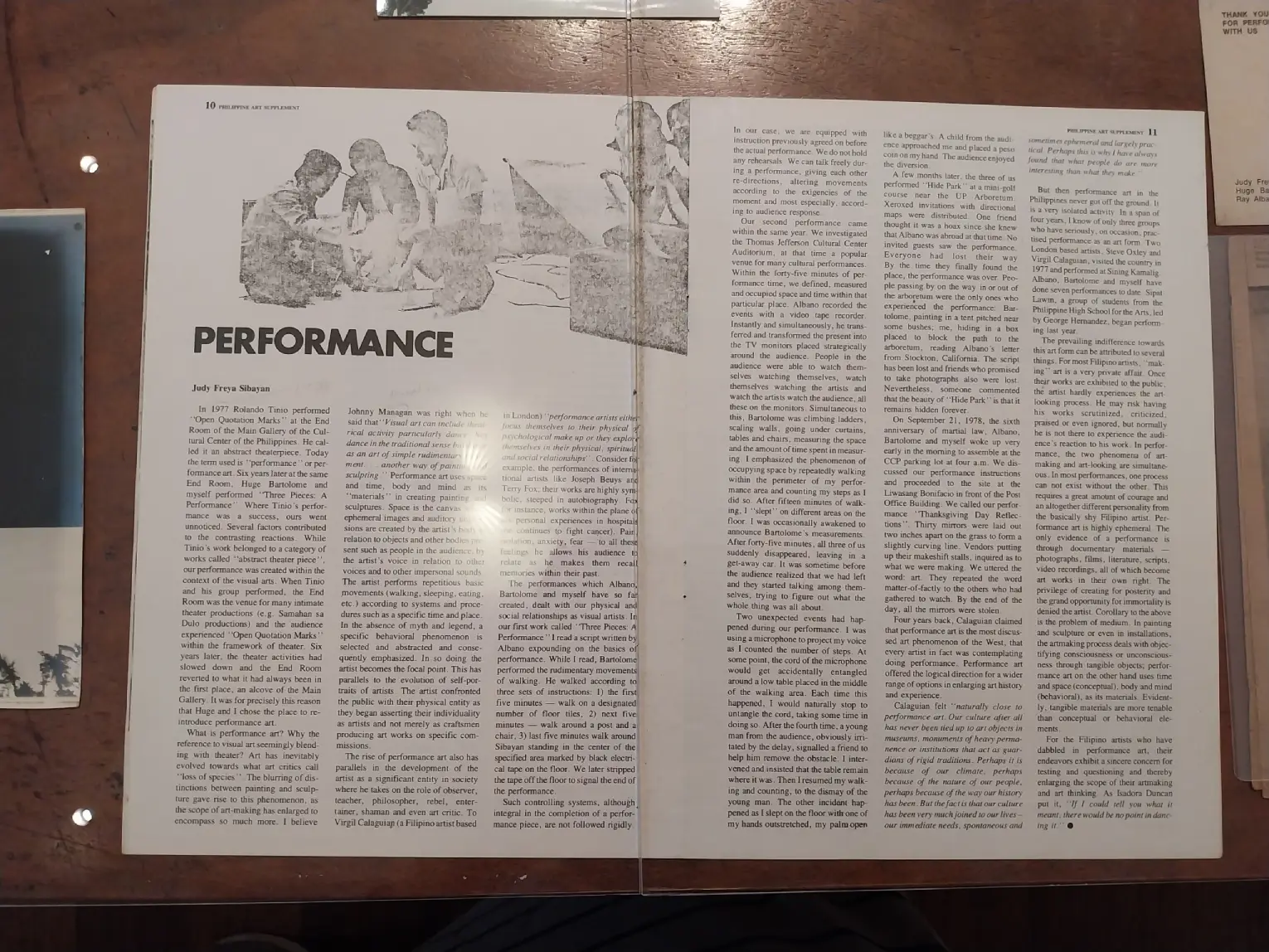 Newspaper clipping about Judy Freya Sibayan and company for "Early Philippine Contemporary Art."