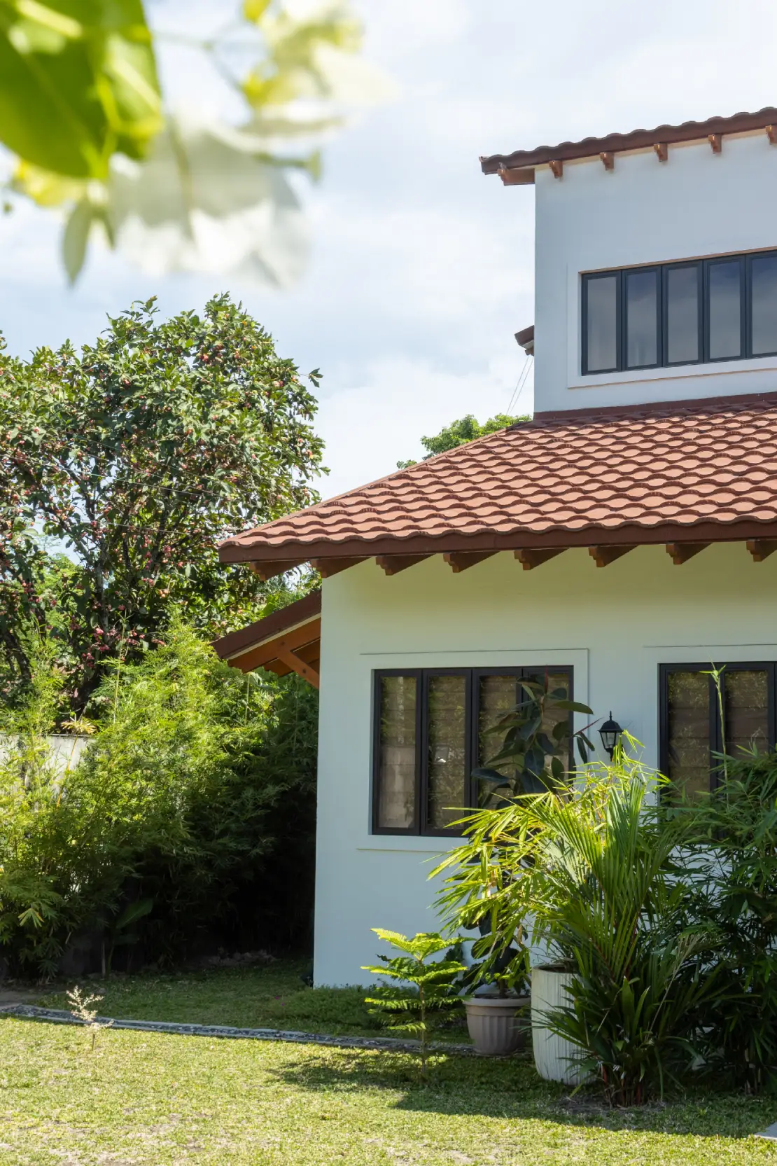 Stone-coated roofing offers the same durability and style as clay roofing—which was originally planned—but without the hefty price tag.