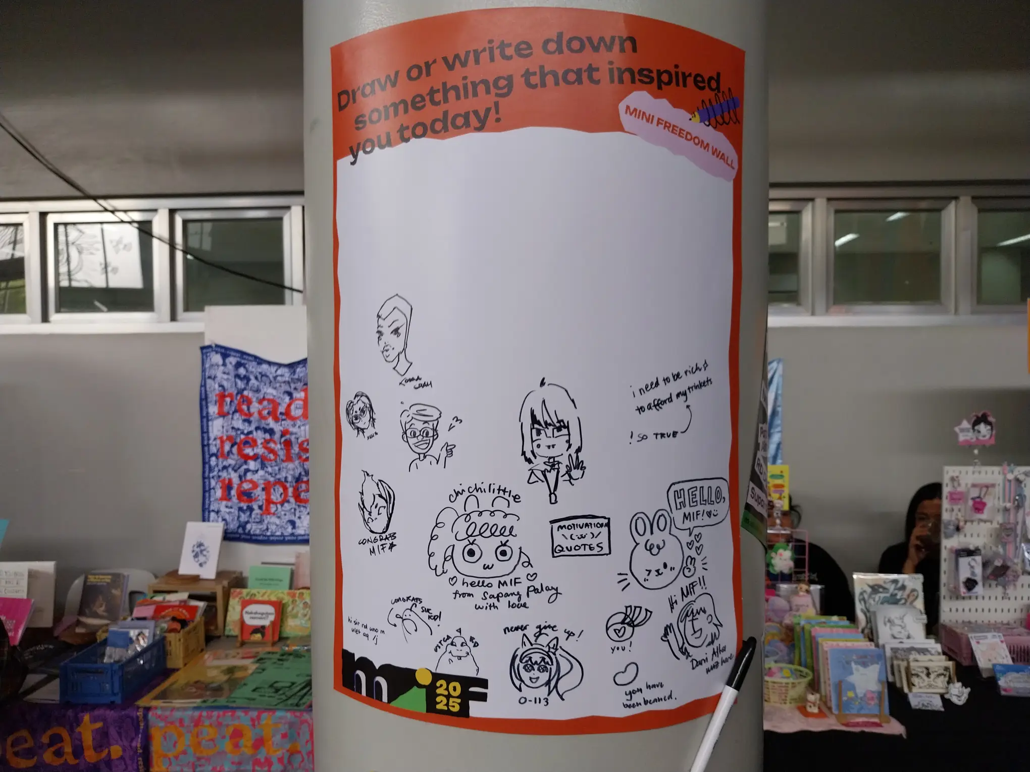 A freedom wall at the Manila Illustration Fair.