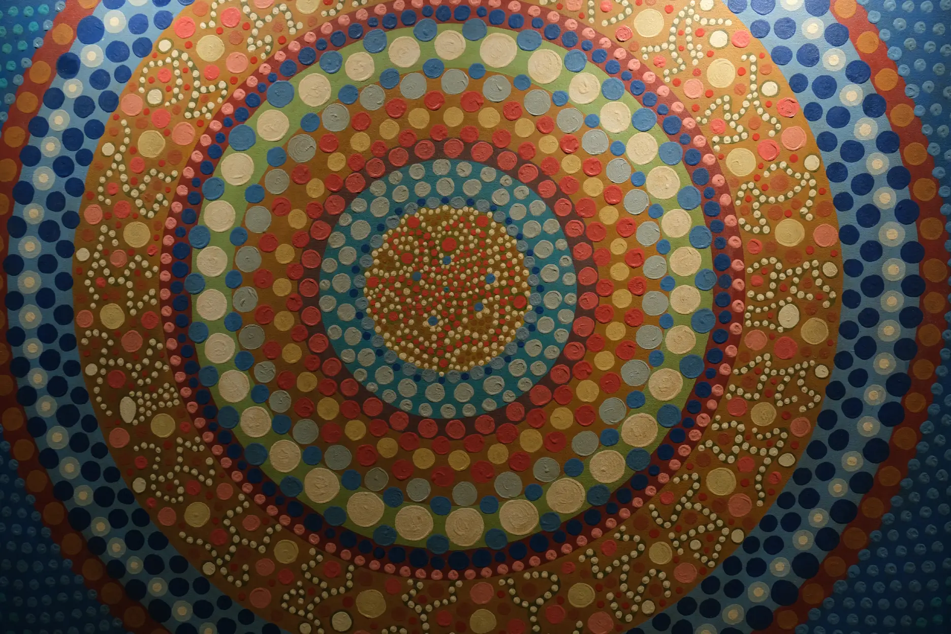 Close-up of one of Nena Saguil's paintings.