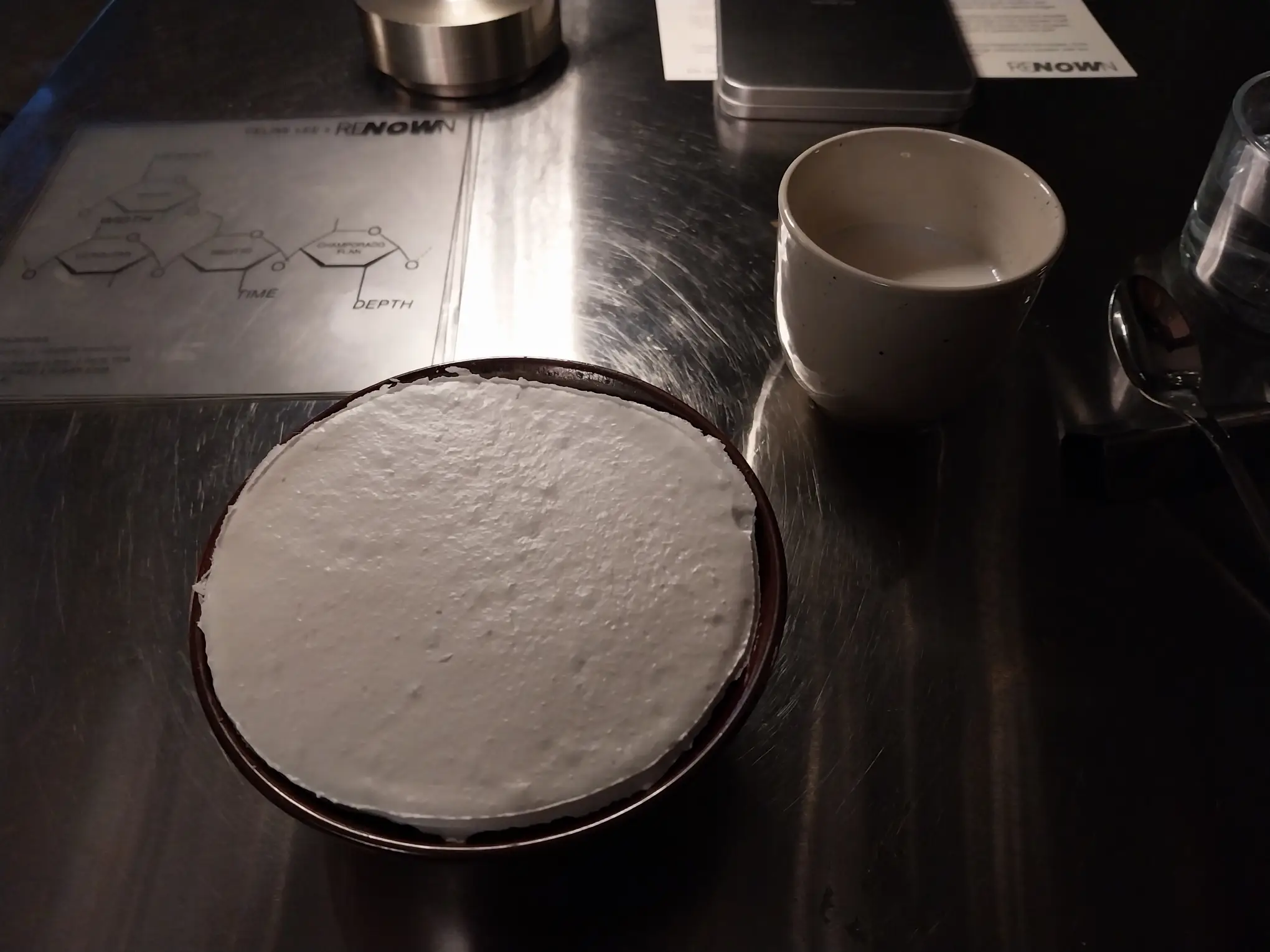 The champorado flan disk in its unbroken form.