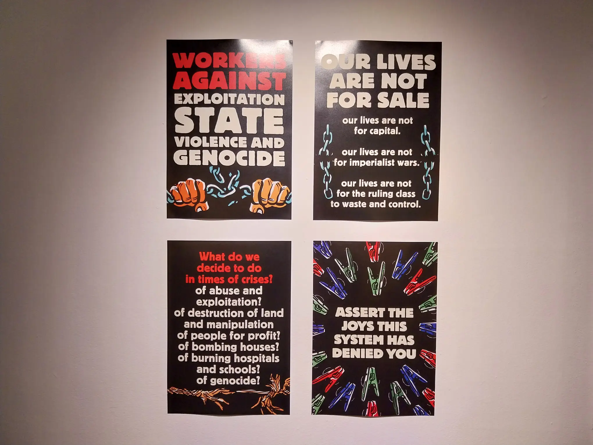 Four artworks shown in "To Gather, Together" at Gravity Art Space.