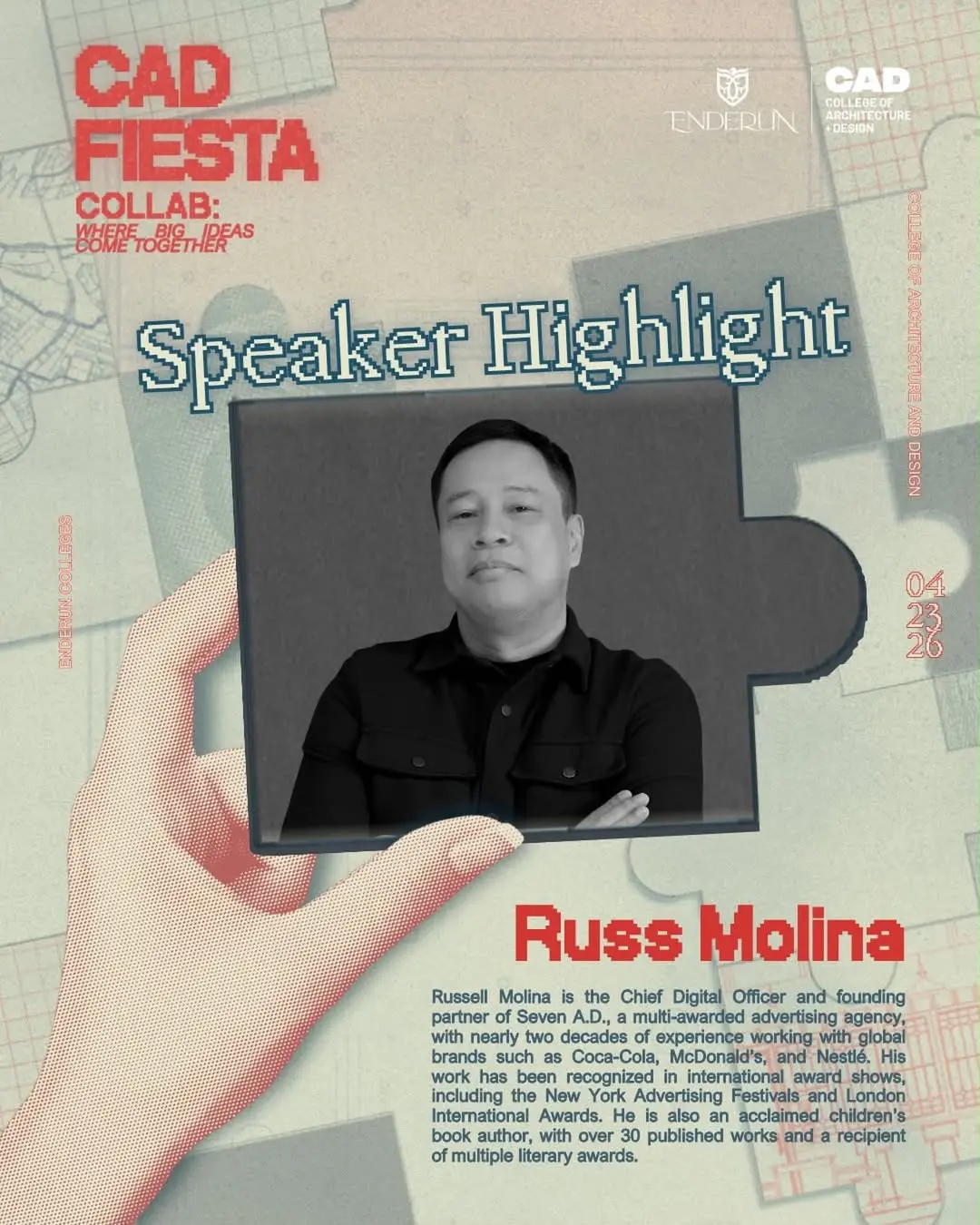 Enderun Colleges, in partnership with BluPrint, brought together architects, interior designers, and multimedia artists for its annual College of Architecture and Design (CAD) Fiesta, held on April 23, 2026. The theme for this year’s event was “Collab: Where Big Ideas Come Together.”